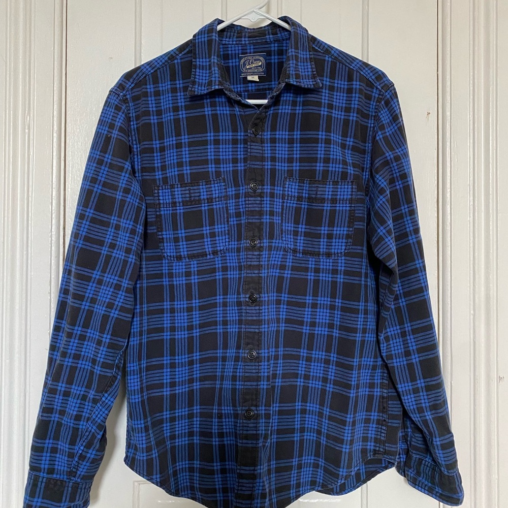 J. Crew Black and Blue Plaid Casual Shirt